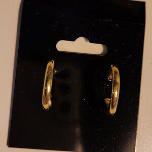 One Pair of Gold Hoop Earrings - Clasp & Latch Back